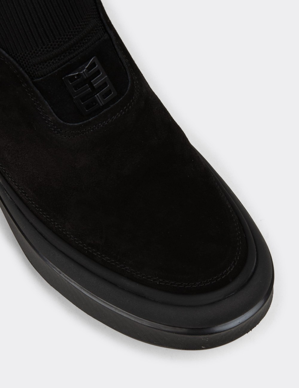 Men's Black Suede Leather Sneaker Boots - 26554MSYHC01