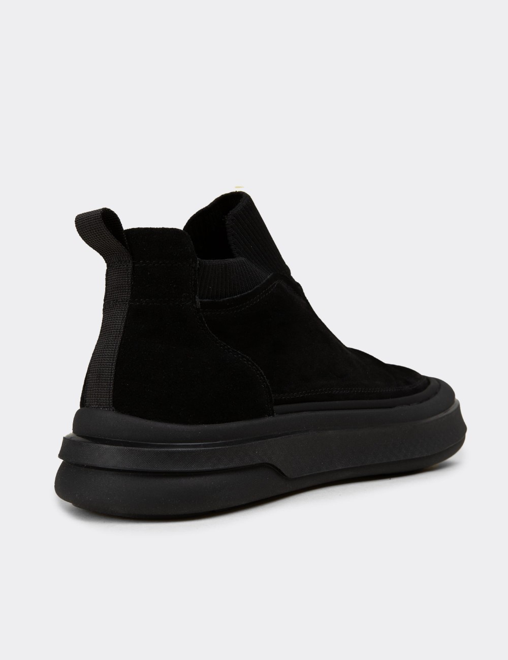 Men's Black Suede Leather Sneaker Boots - 26554MSYHC01