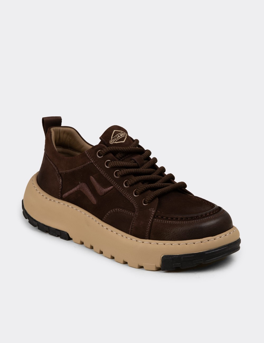 Men's Brown Suede Sneakers - 25552MKHVC01