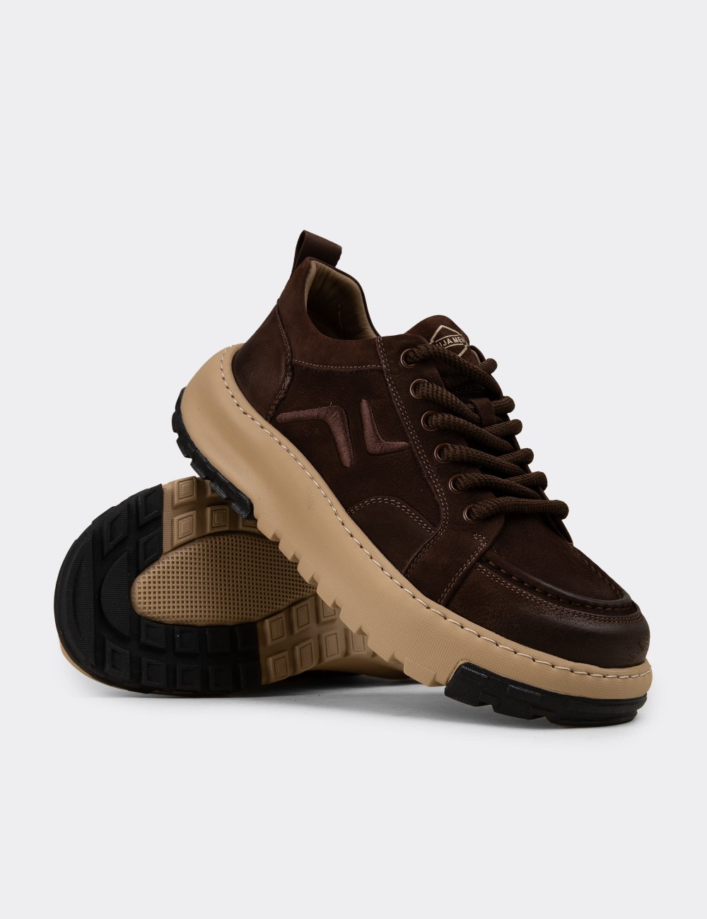 Men's Brown Suede Sneakers - 25552MKHVC01