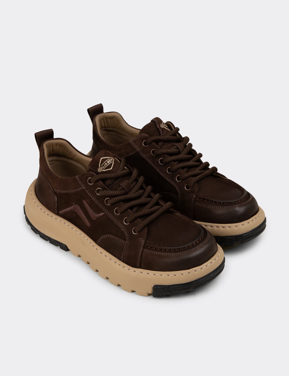 Men's Brown Suede Sneakers - 25552MKHVC01