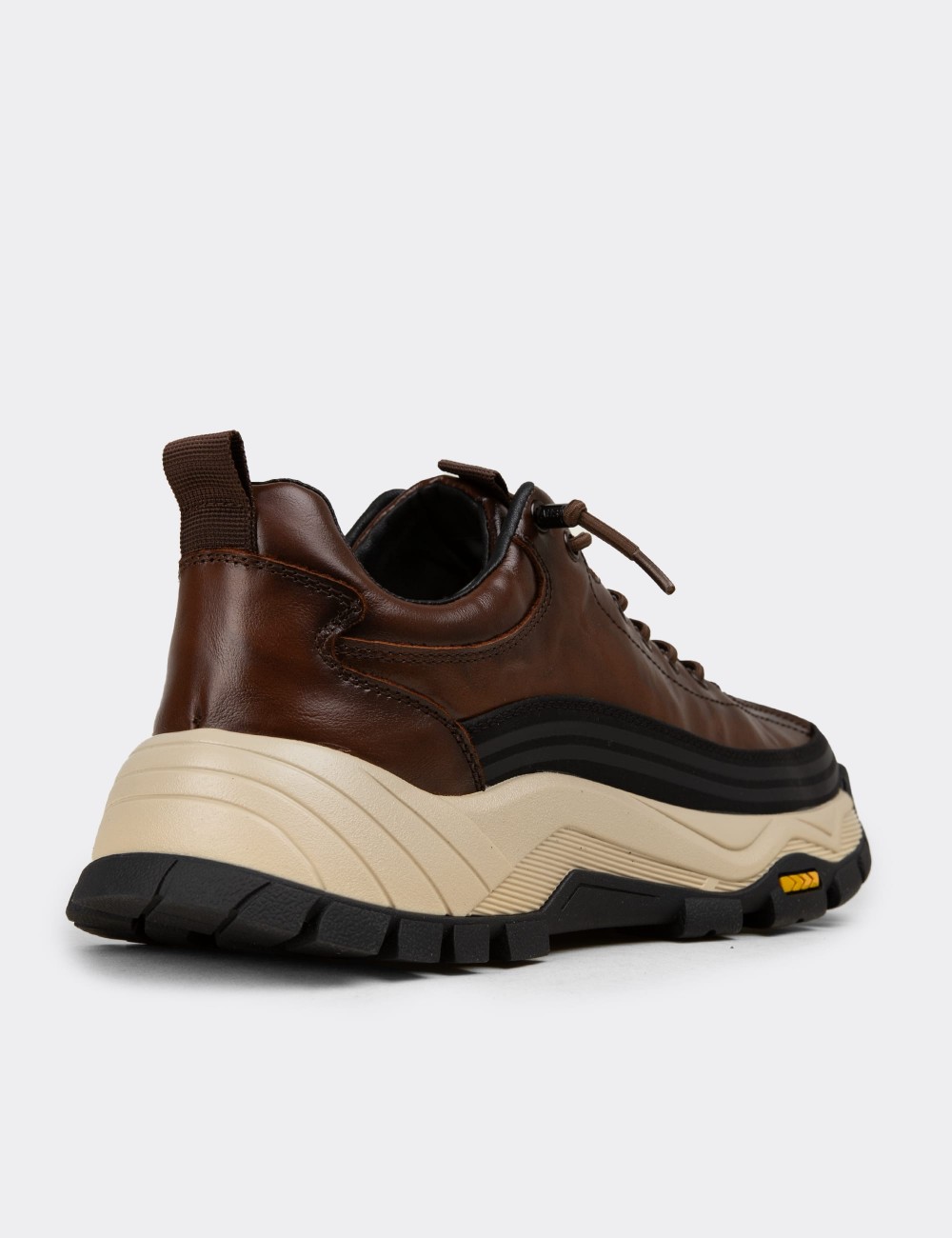 Men's Brown Leather Sneakers - 26570MKHVC01