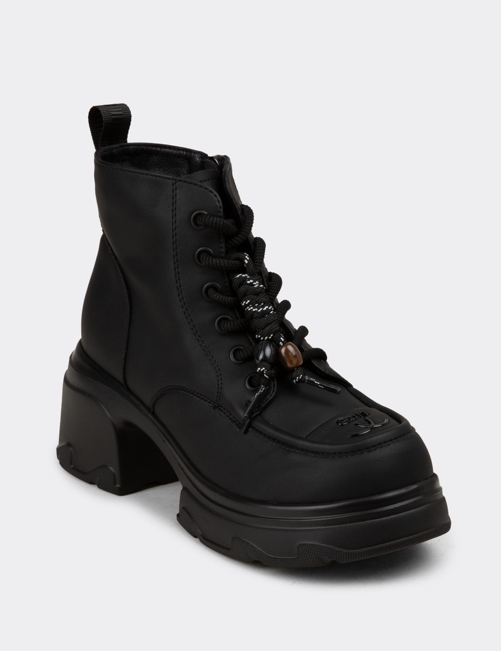 Women's Black Platform Booties - 26406ZSYHP01