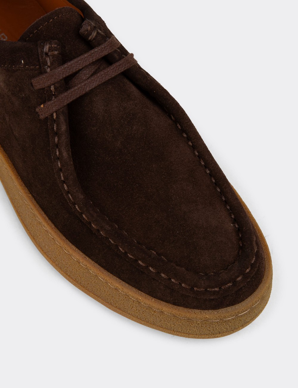 Men's Brown Suede Leather Lace-Up Shoes - E4392MKHVE01