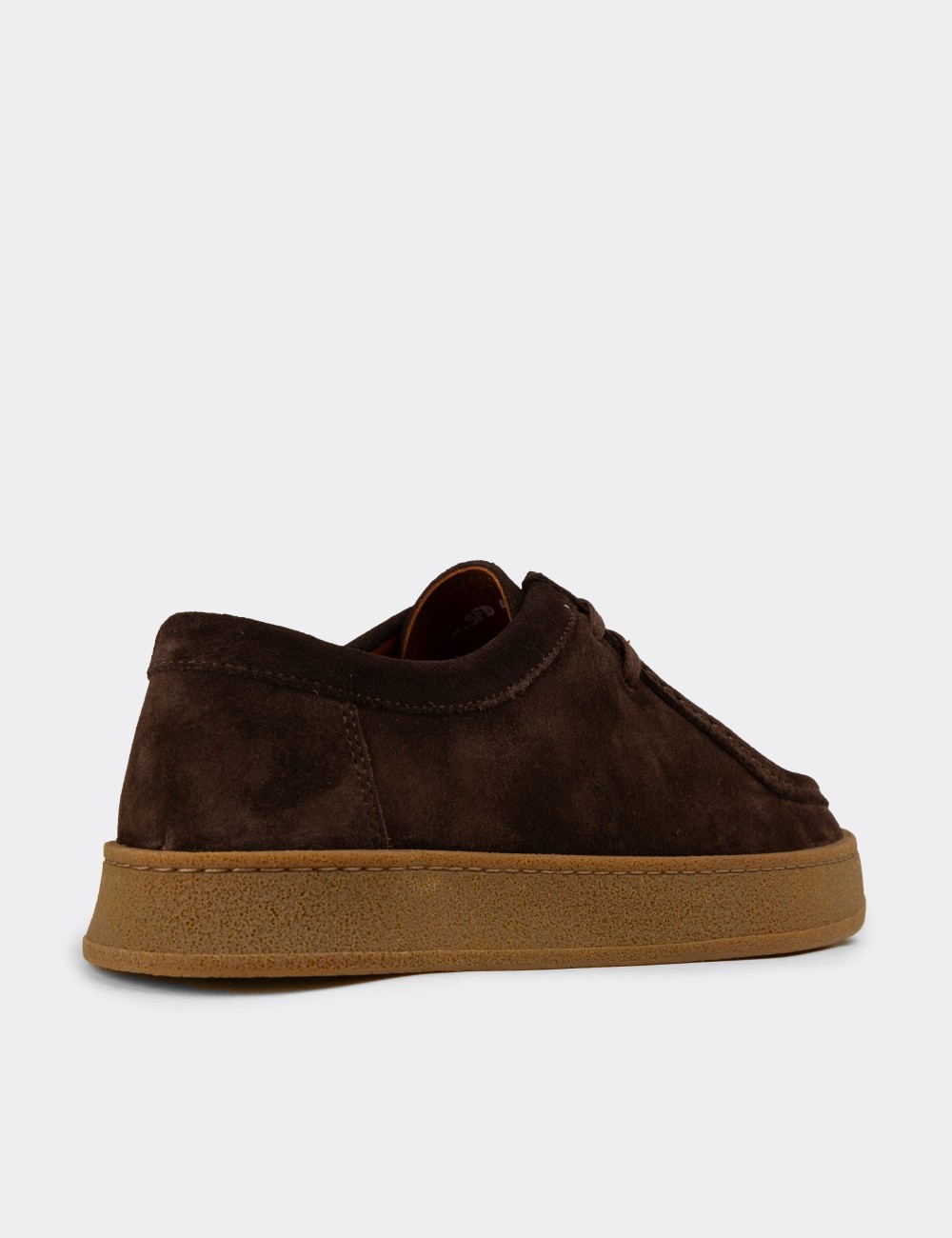 Men's Brown Suede Leather Lace-Up Shoes - E4392MKHVE01