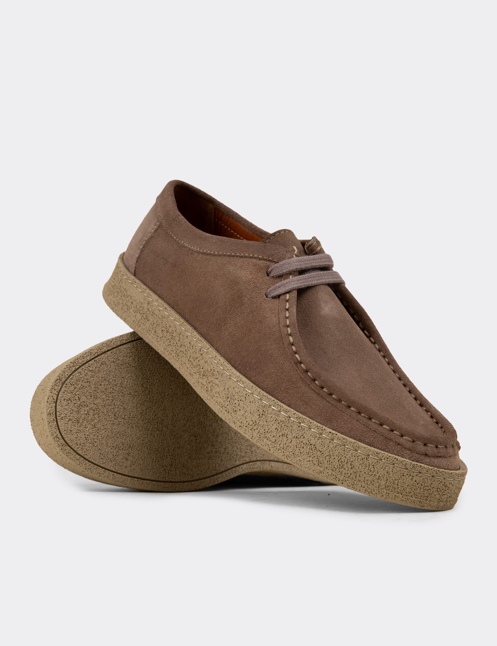 Men's Sandstone Suede Leather Lace-up Shoes - E4392MVZNE01