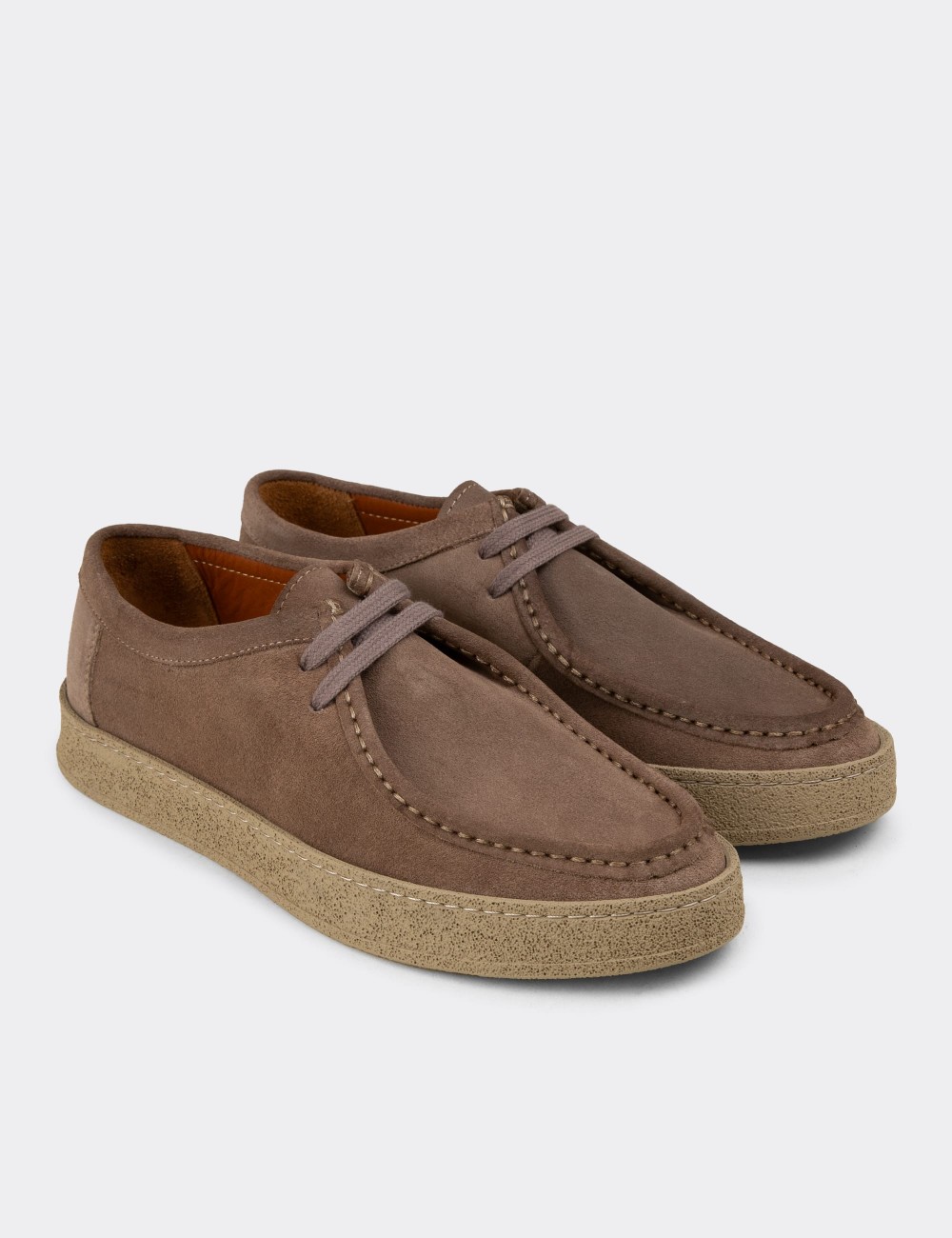 Men's Sandstone Suede Leather Lace-up Shoes - E4392MVZNE01