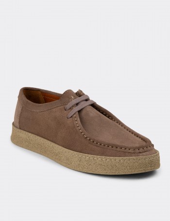 Men's Sandstone Suede Leather Lace-up Shoes