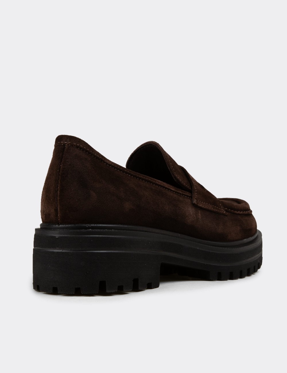 Women's Brown Suede Leather Slip-On Shoes - 01903ZKHVE01