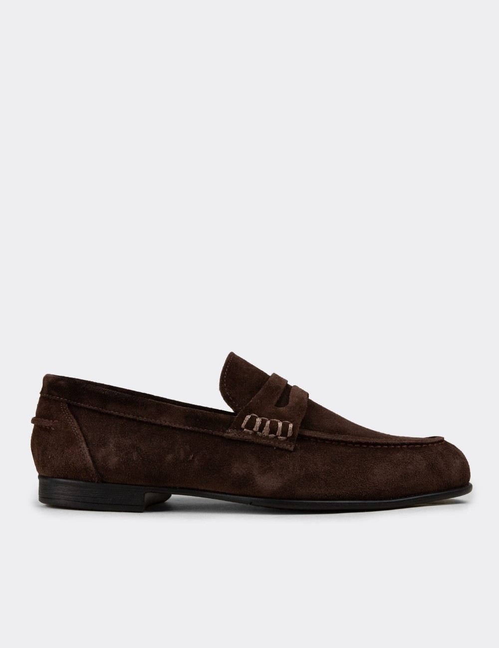 Men's Brown Suede Leather Loafers - 02051MKHVC01
