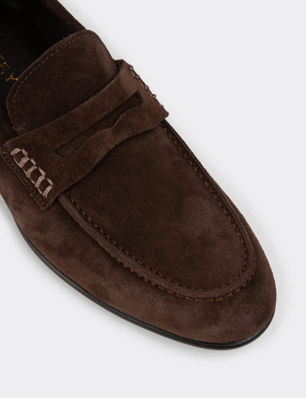 Men's Brown Suede Leather Loafers - 02051MKHVC01