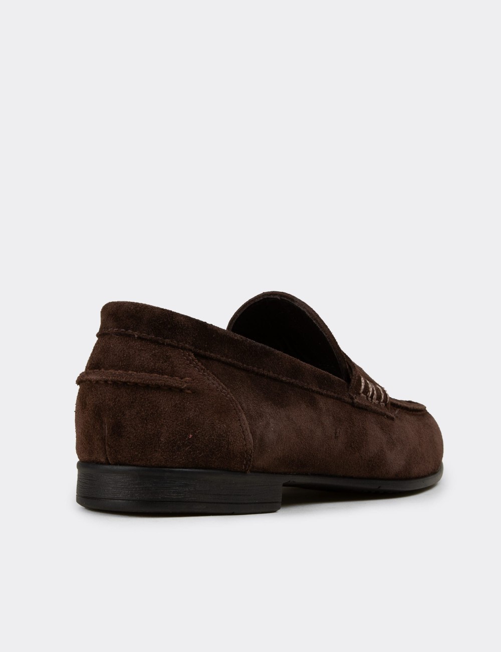 Men's Brown Suede Leather Loafers - 02051MKHVC01