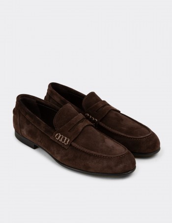 Men's Brown Suede Leather Loafers