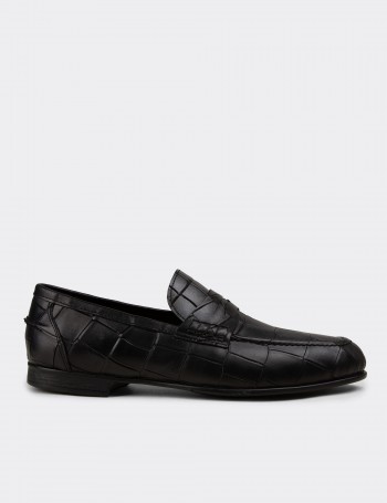 Men's Black Leather Loafers