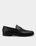 Men's Black Leather Loafers