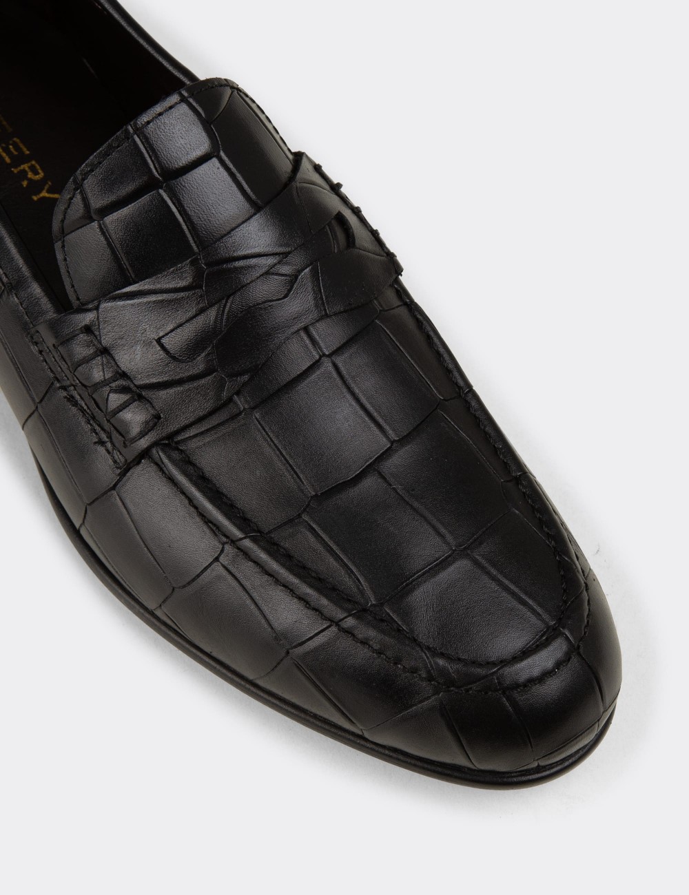 Men's Black Leather Loafers - 02049MSYHC01