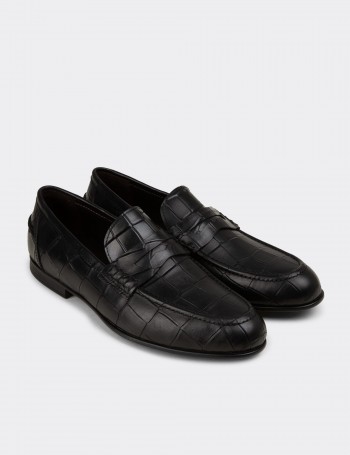 Men's Black Leather Loafers