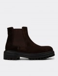 Women's Brown Suede Leather Chelsea Boots
