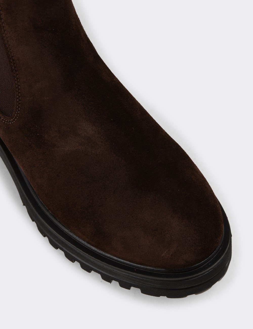 Women's Brown Suede Leather Chelsea Boots - 01801ZKHVE06