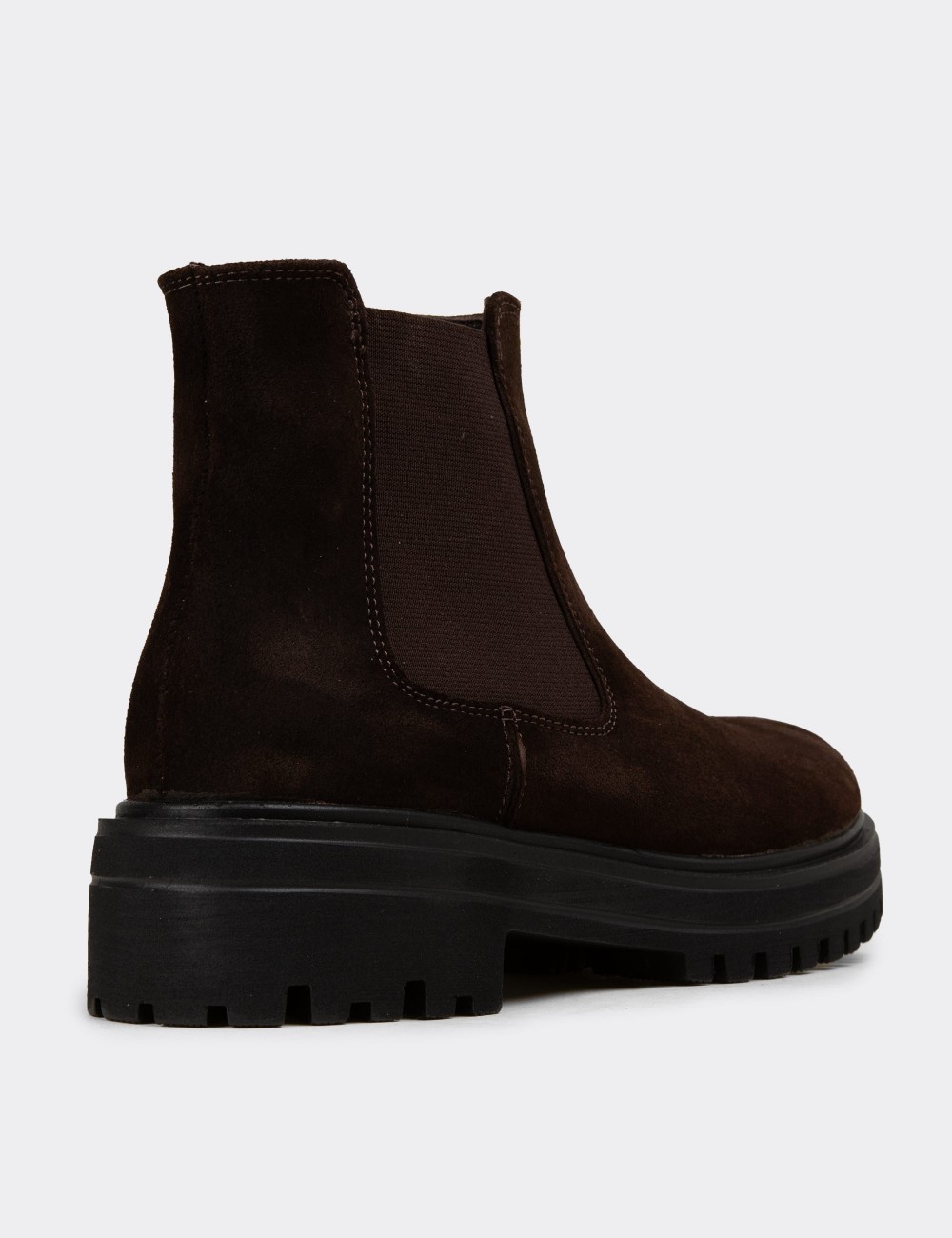 Women's Brown Suede Leather Chelsea Boots - 01801ZKHVE06