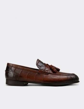 Men's Tan Leather Tassel Loafers