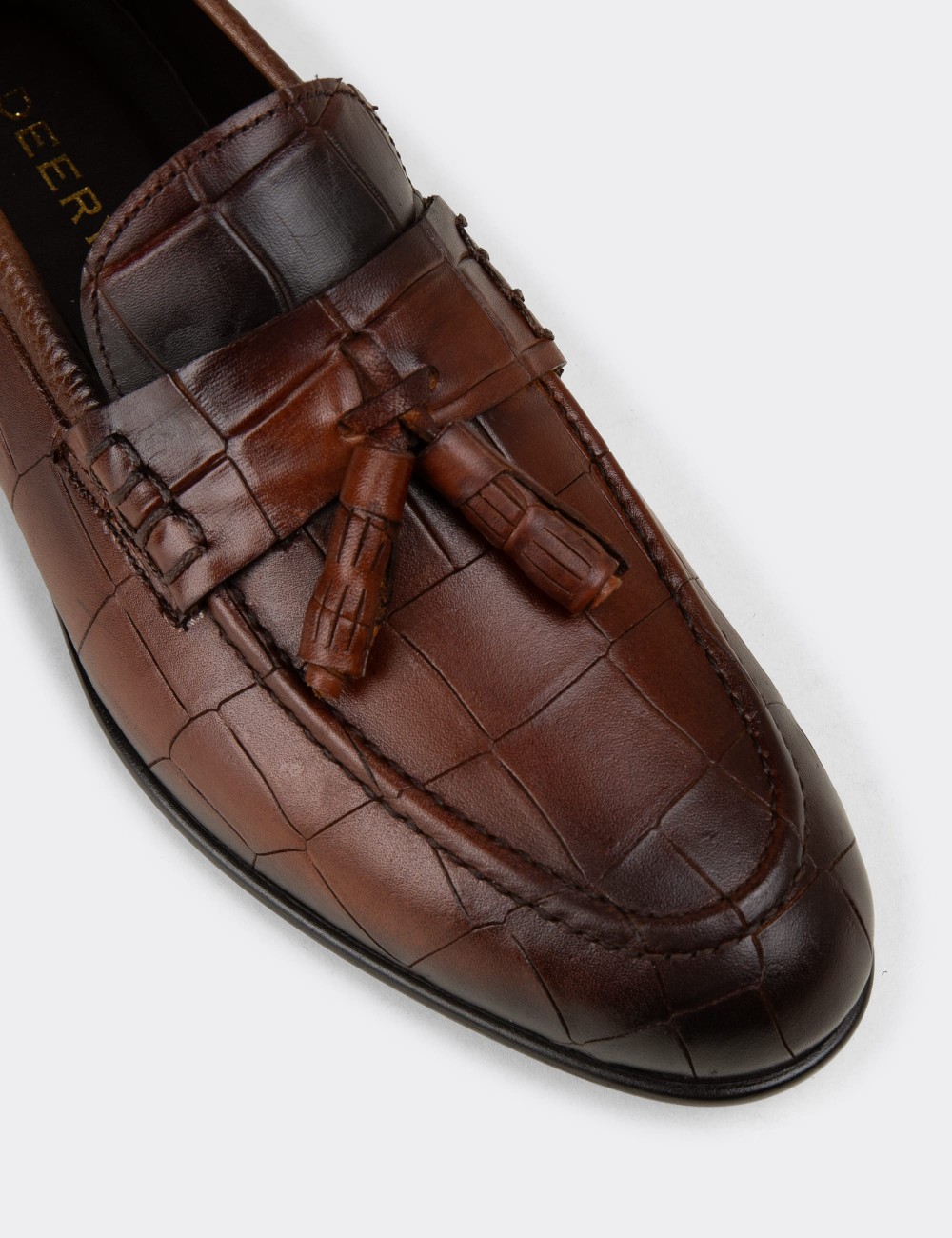 Men's Tan Leather Tassel Loafers - 02050MTBAC01