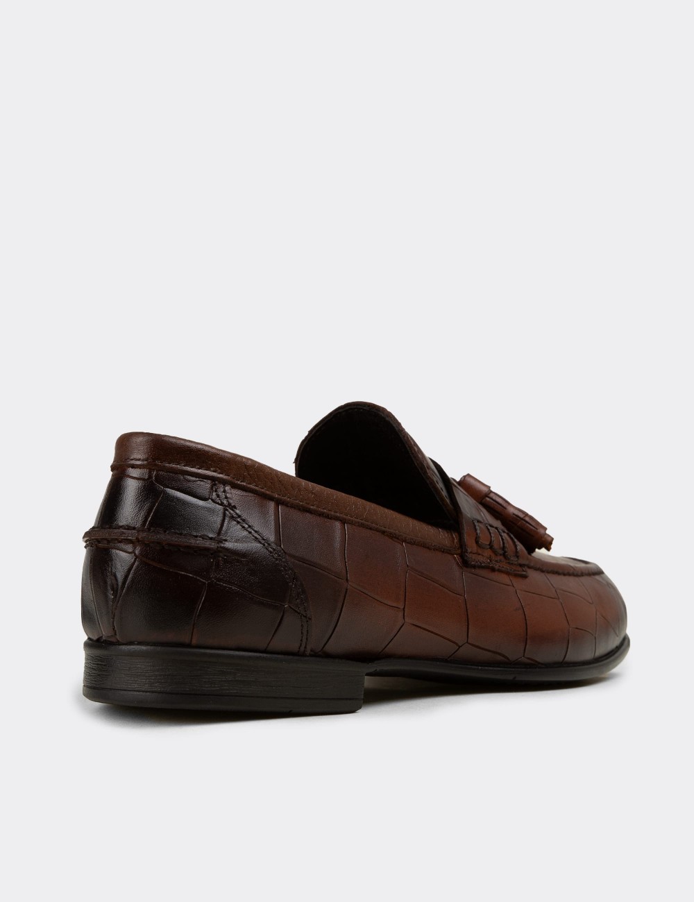 Men's Tan Leather Tassel Loafers - 02050MTBAC01
