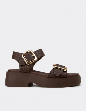 Women's Brown Leather Sandals - L2529ZKHVP01
