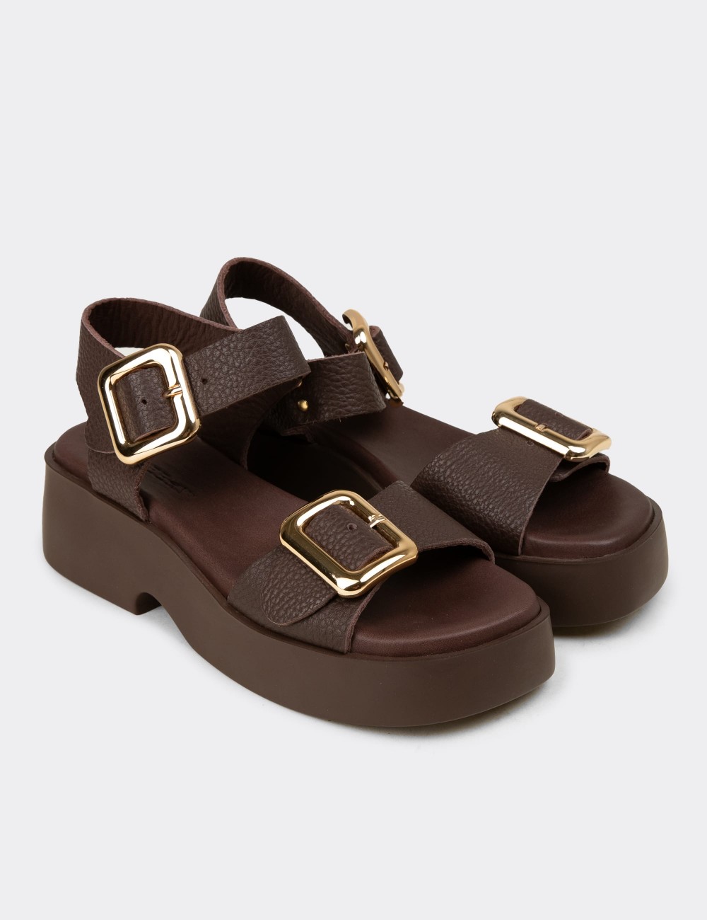 Women's Brown Leather Sandals - L2529ZKHVP01
