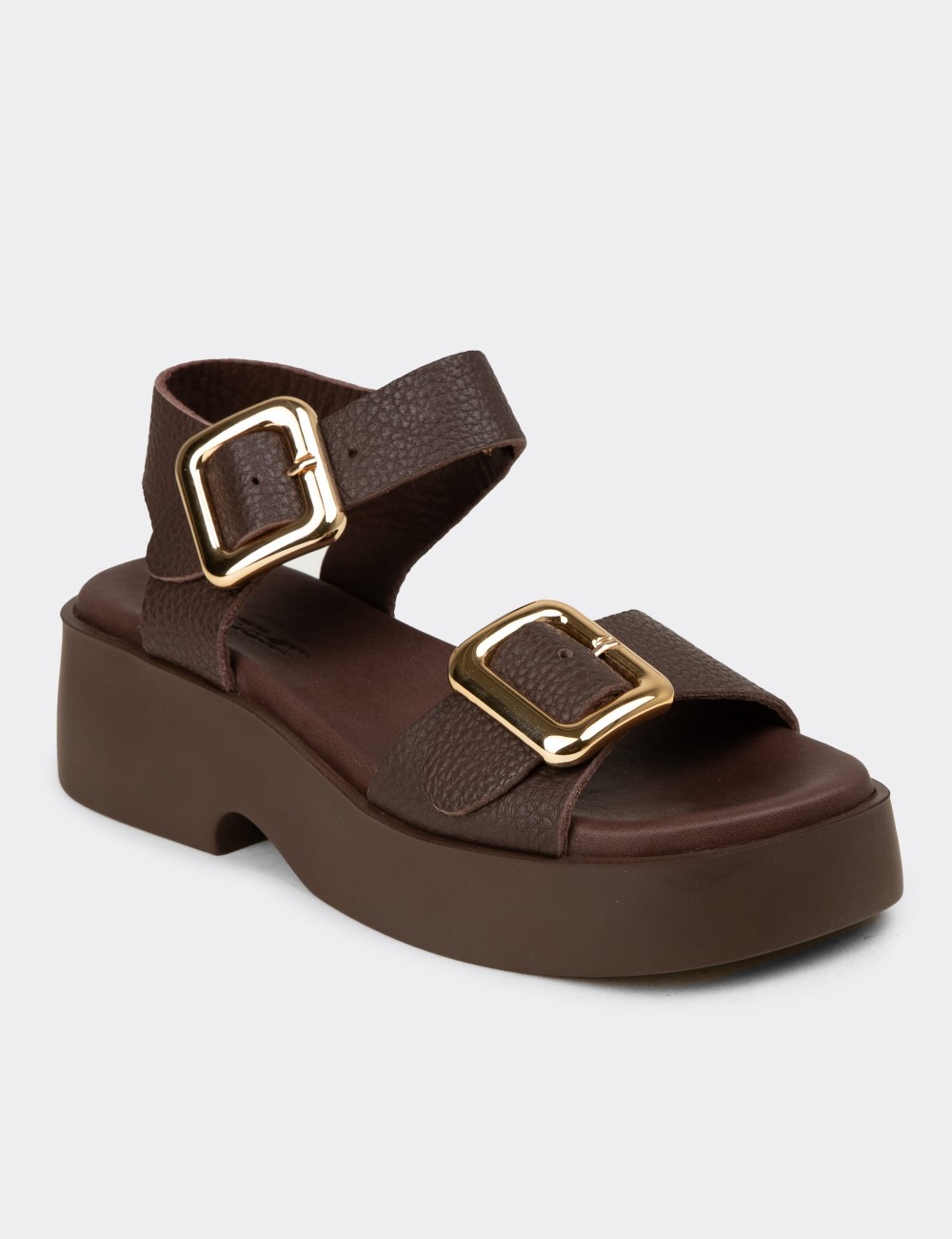 Women's Brown Leather Sandals - L2529ZKHVP01