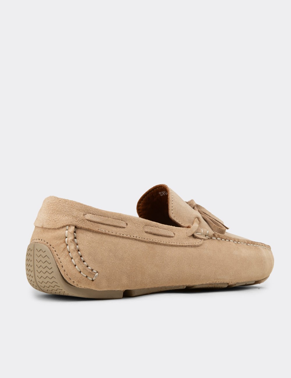 Men's Cream Suede Leather Driving Moccasins - E0919MKREC01