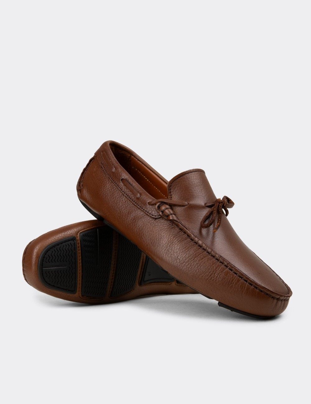 Men's Tan Leather Moccasins - E0919MTBAC02