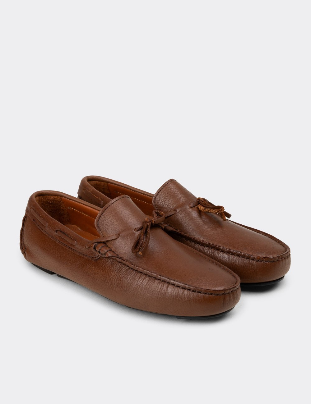 Men's Tan Leather Moccasins - E0919MTBAC02
