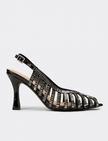 Women's Black Slingback Evening Heels