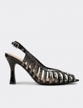 Women's Black Slingback Evening Heels