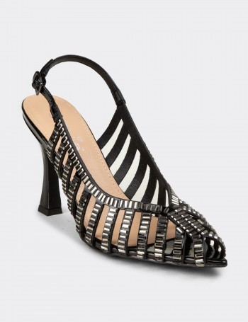 Women's Black Slingback Evening Heels