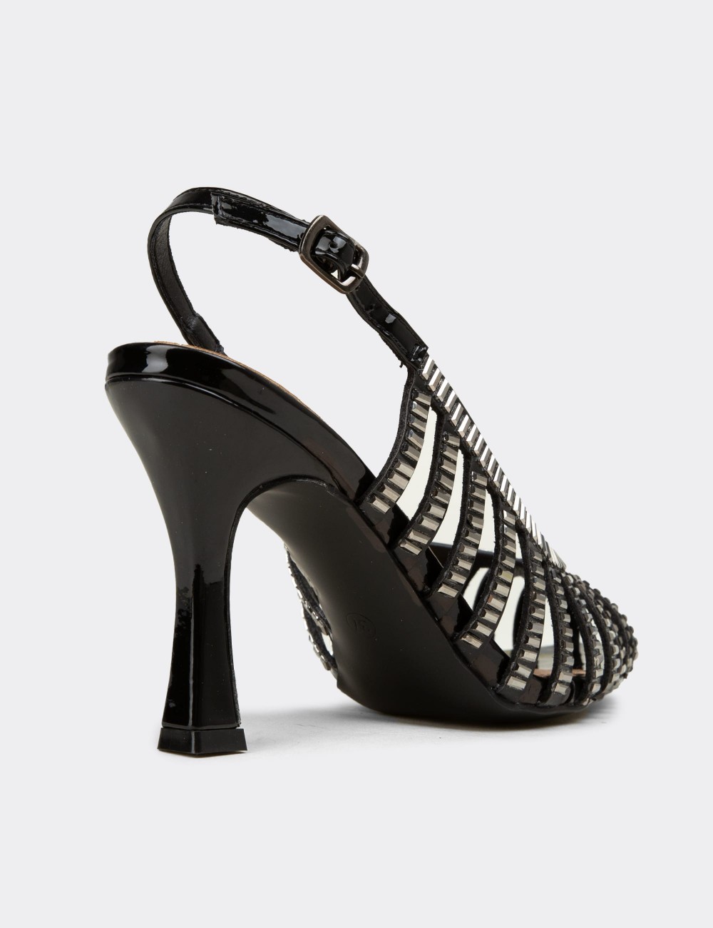 Women's Black Slingback Evening Heels - 26204ZSYHM01