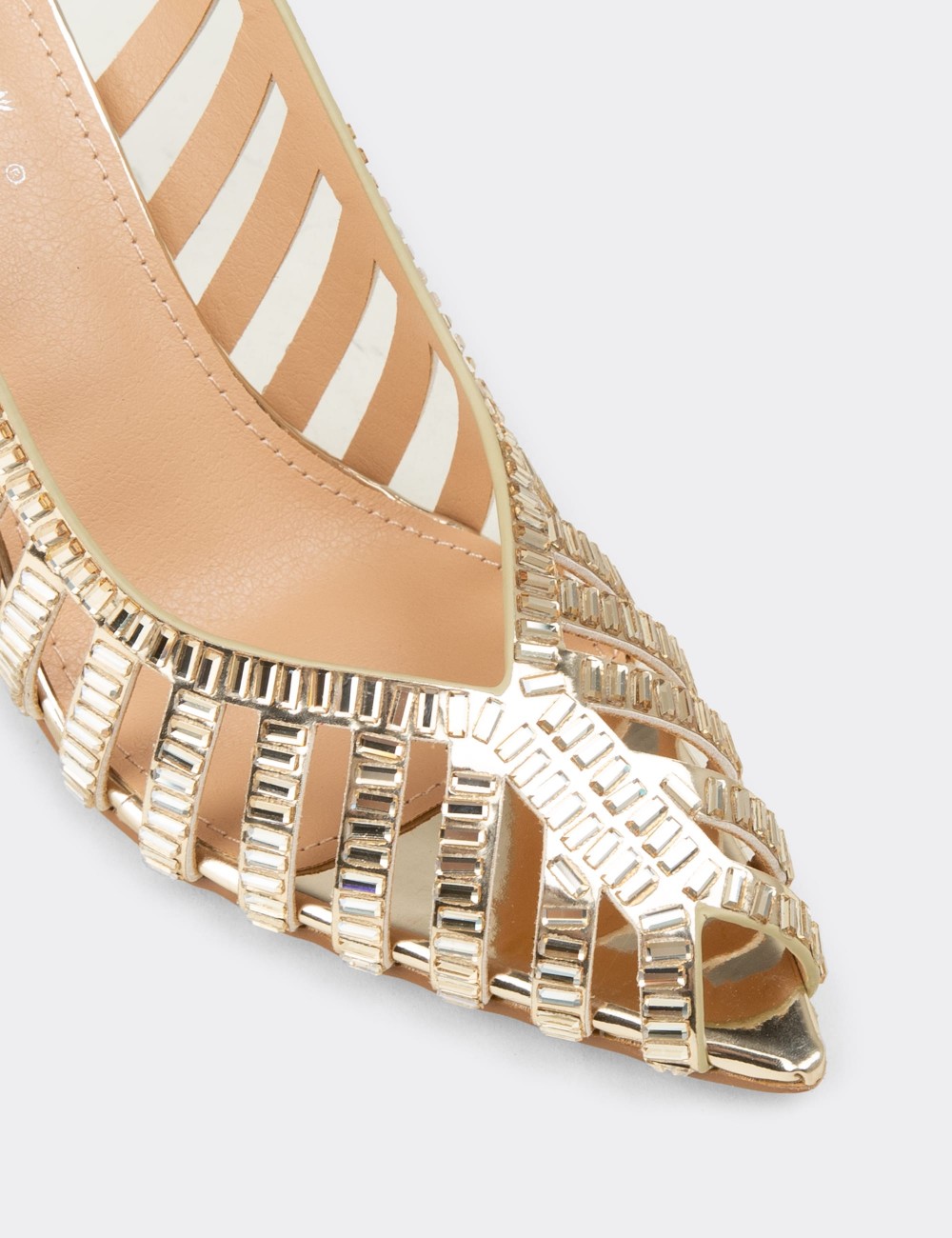 Women's Gold Slingback Evening Heel - 26204ZALTM01