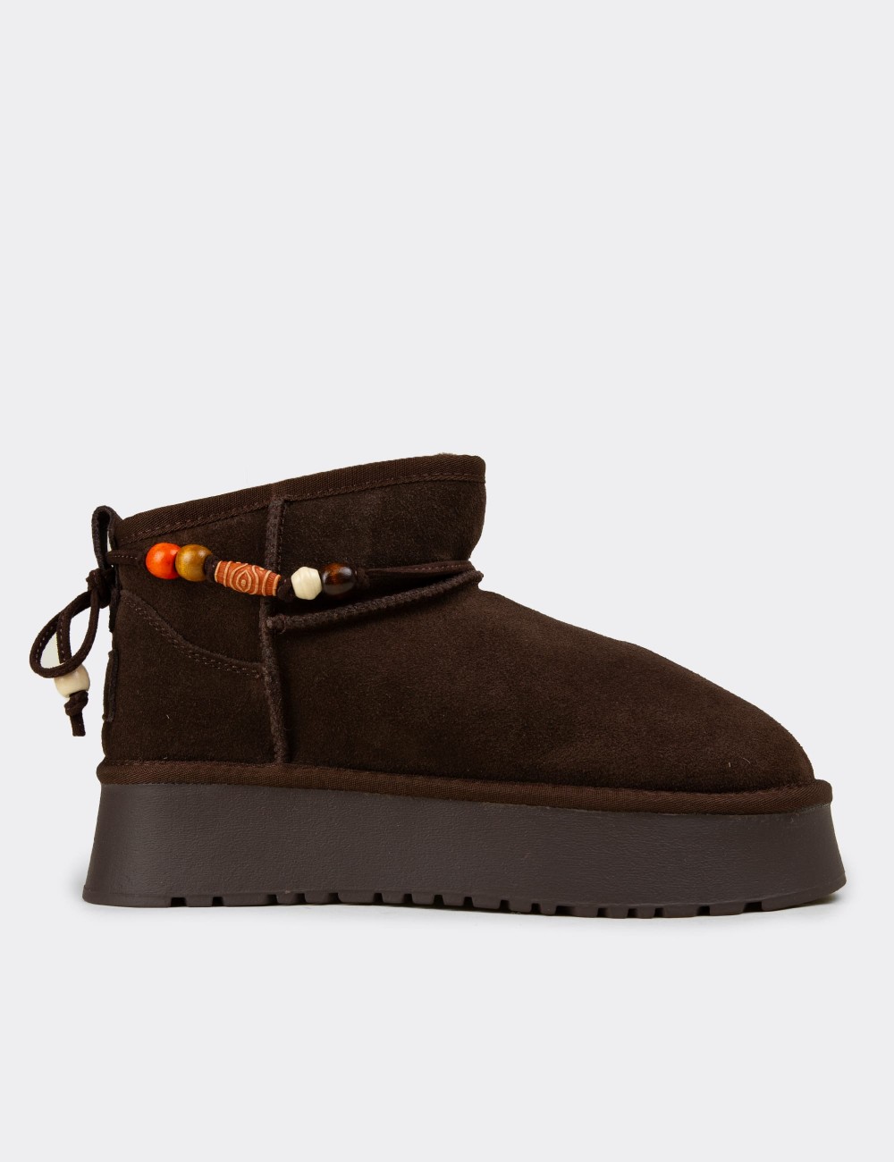 Women's Brown Suede Leather Ankle Boots - 26430ZKHVC01
