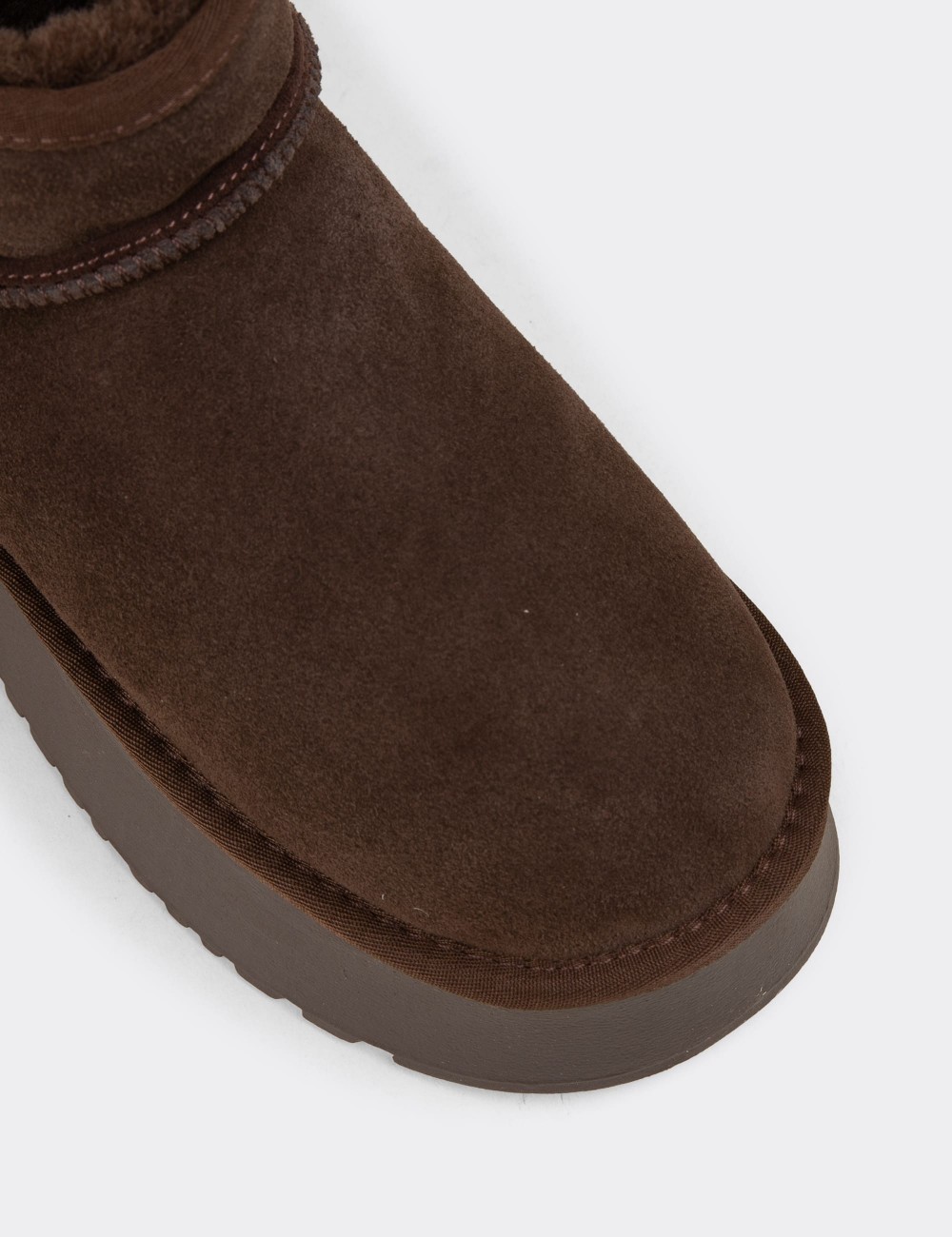 Women's Brown Suede Leather Ankle Boots - 26430ZKHVC01