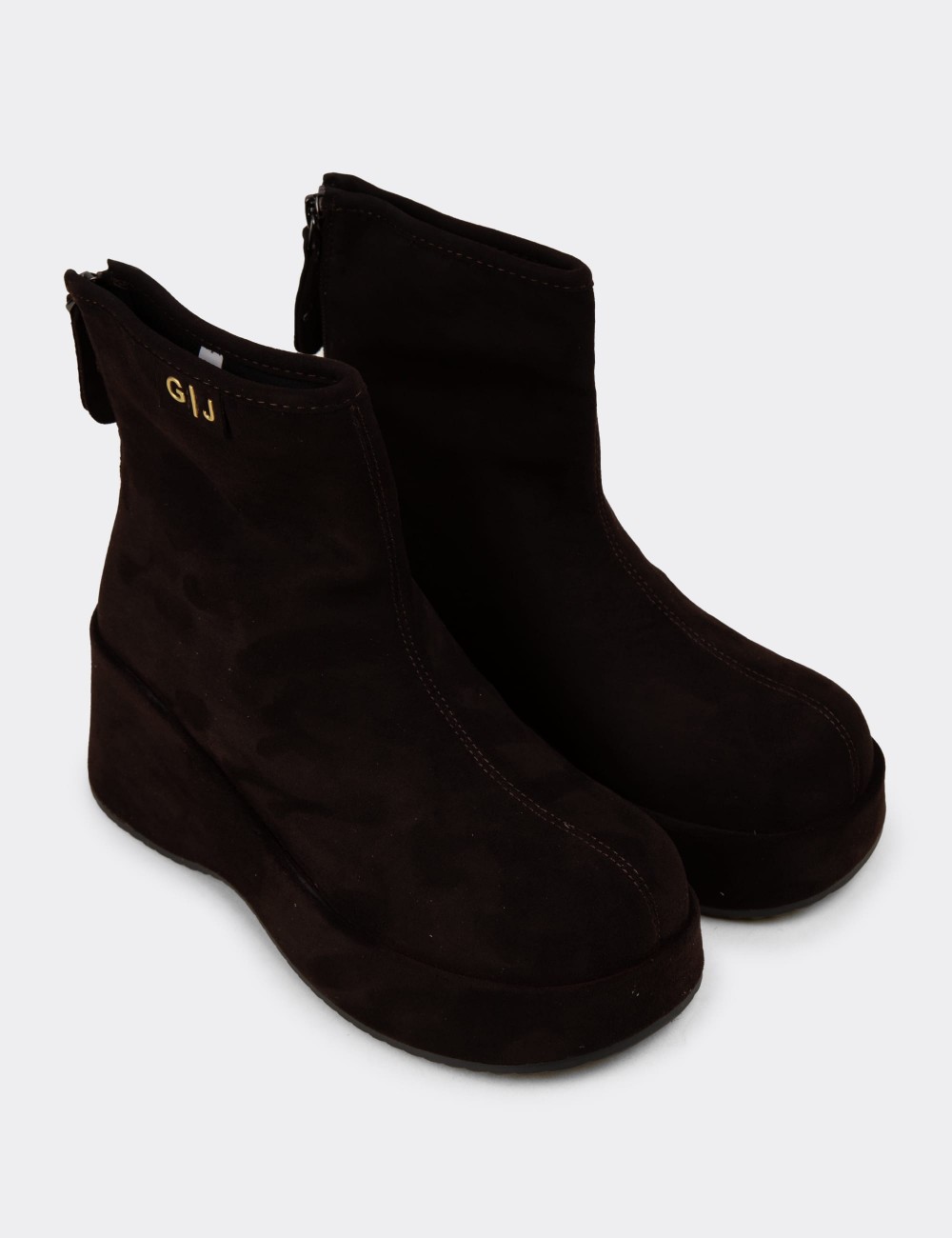 Women's Brown Platform Boots - 26434ZKHVC01