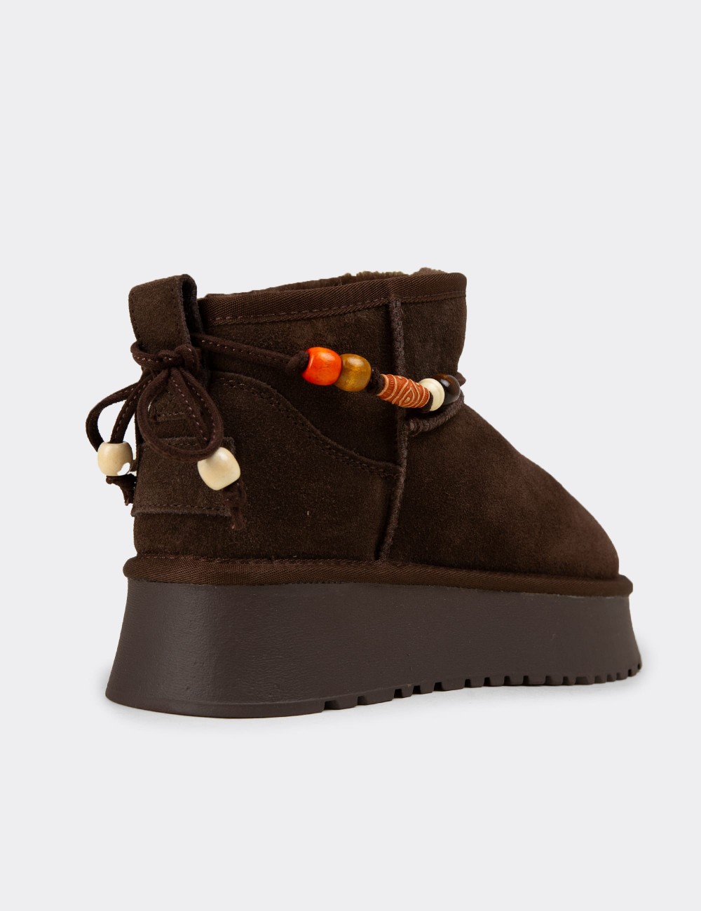 Women's Brown Suede Leather Ankle Boots - 26430ZKHVC01