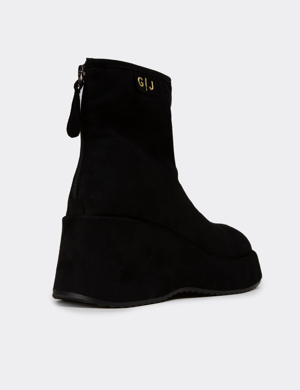 Women's Black Platform Ankle Boots - 26434ZSYHC01