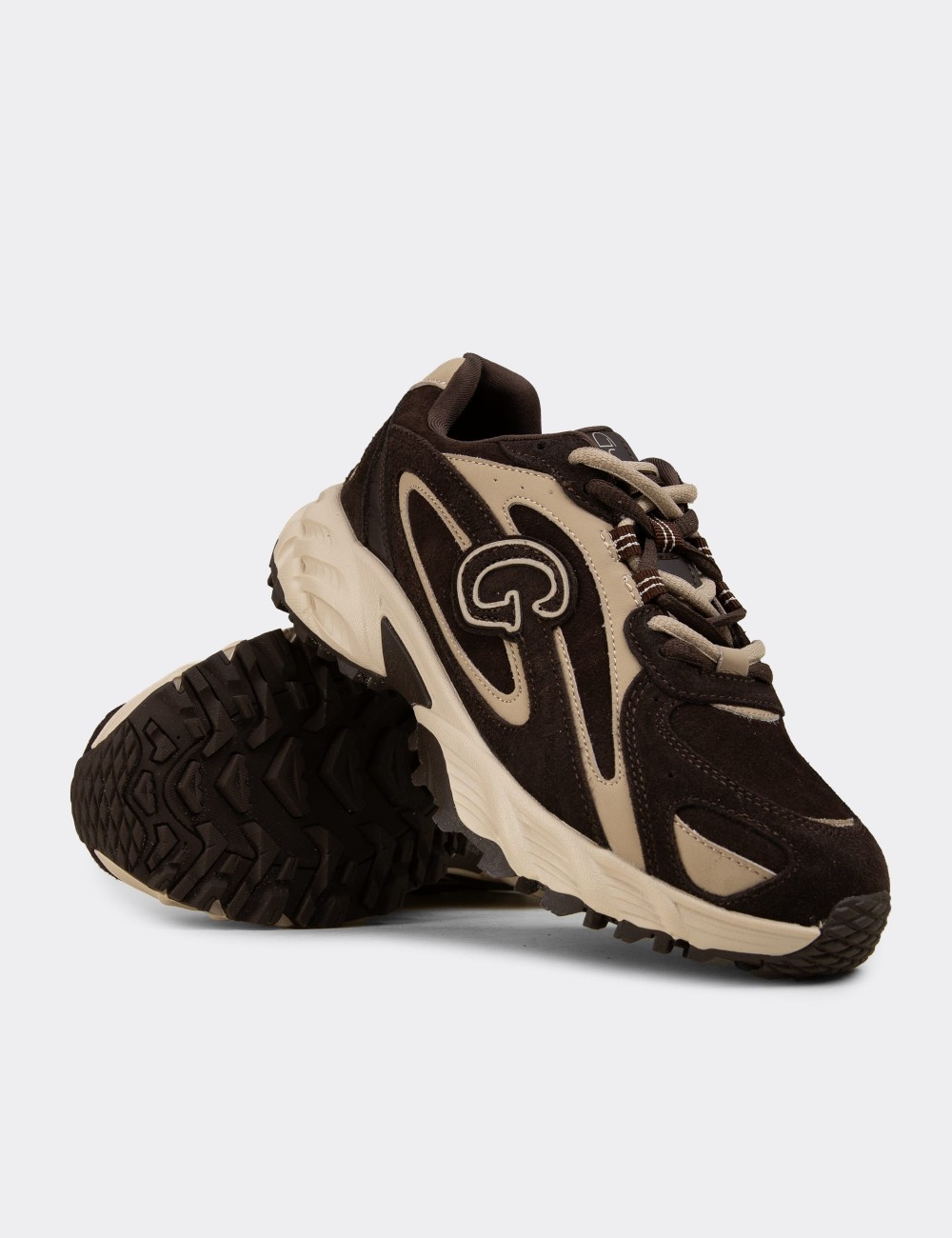 Women's Brown Suede Leather Sneakers - 26368ZKHVZ01