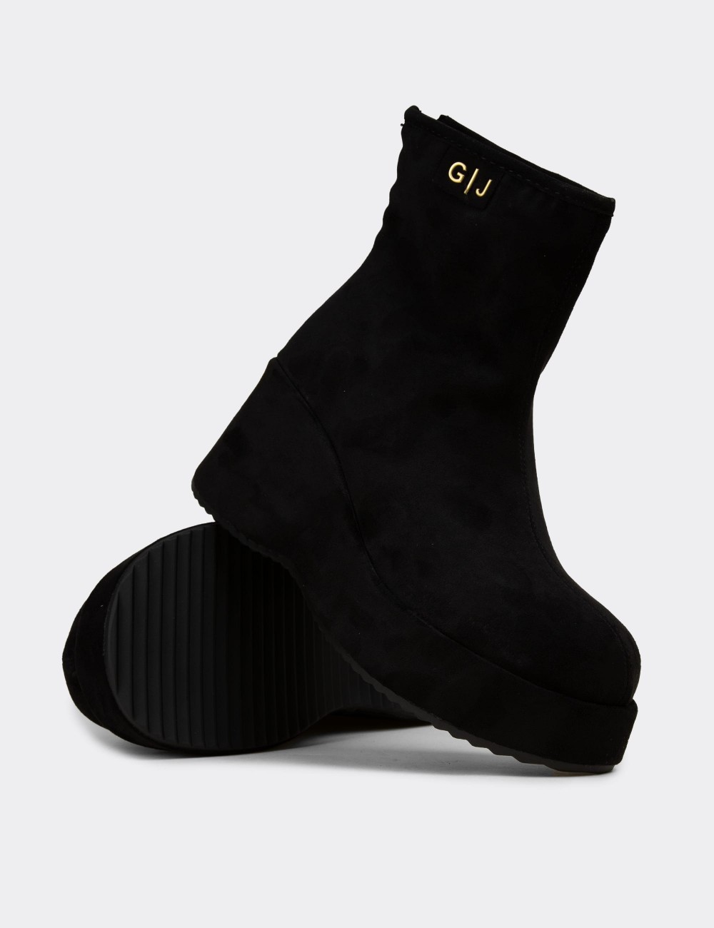 Women's Black Platform Ankle Boots - 26434ZSYHC01