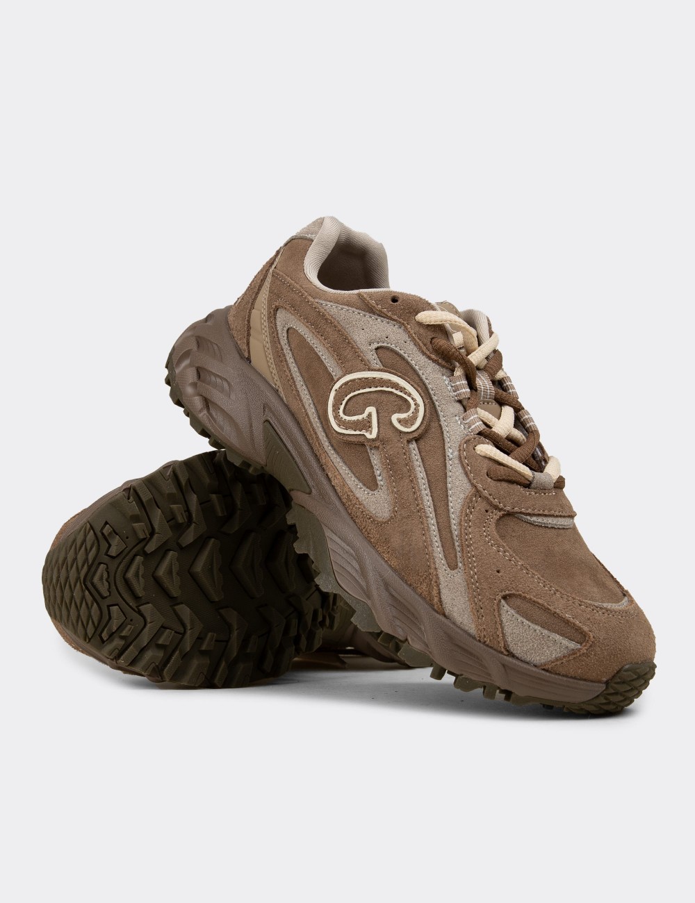 Women’s Beige Suede Leather Sneakers - 26368ZBEJZ01