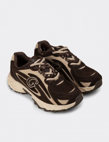Women's Brown Suede Leather Sneakers