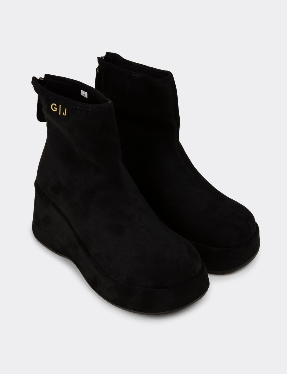 Women's Black Platform Ankle Boots - 26434ZSYHC01