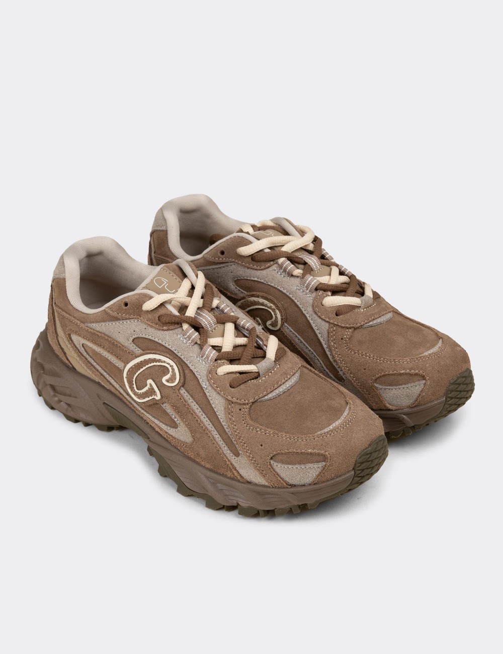 Women’s Beige Suede Leather Sneakers - 26368ZBEJZ01