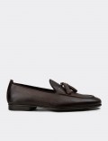 Men's Brown Leather Loafers with Tassel